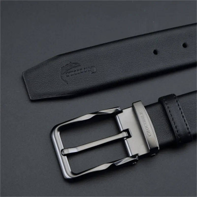 Crocodile Business Pin Buckle Young And Middle Aged Pants Belt Top Grain Cow Leather Leather Belts Men's Width 3.4CM-6