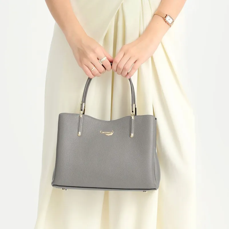 Crocodile Cow Leather Handbags Shoulder Bags Regular Women's Black/Gray-9
