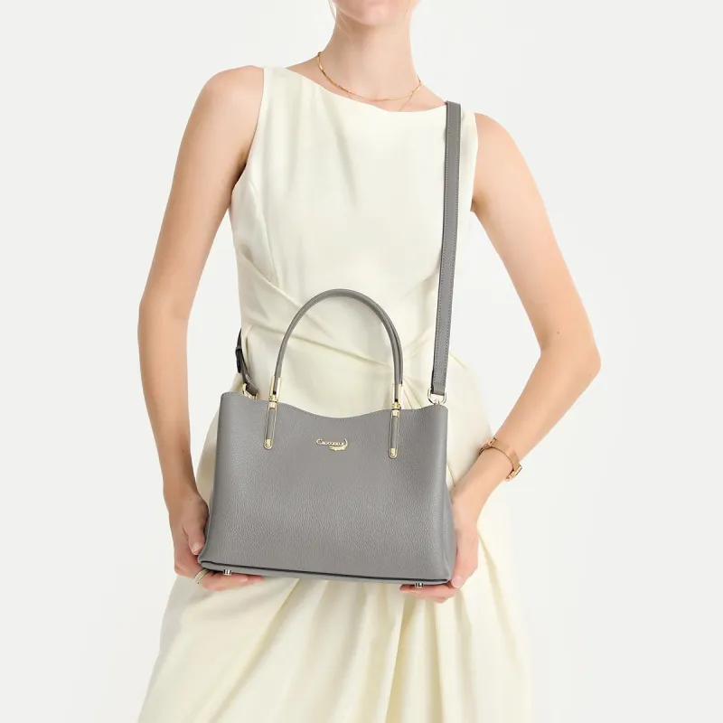 Crocodile Cow Leather Handbags Shoulder Bags Regular Women's Black/Gray-10