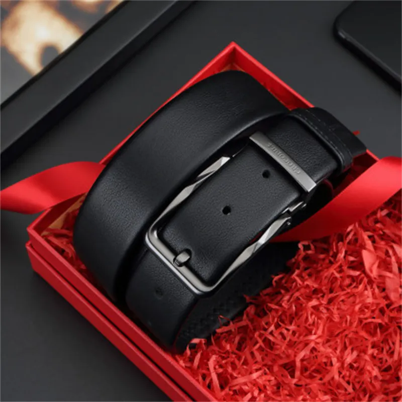 Crocodile Business Pin Buckle Young And Middle Aged Pants Belt Top Grain Cow Leather Leather Belts Men's Width 3.4CM-3