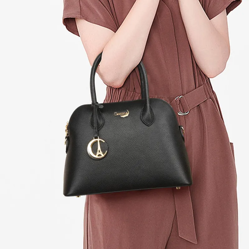 Crocodile Top Grain Cow Leather Crossbody Handbags Regular Women's Black/Gray-4
