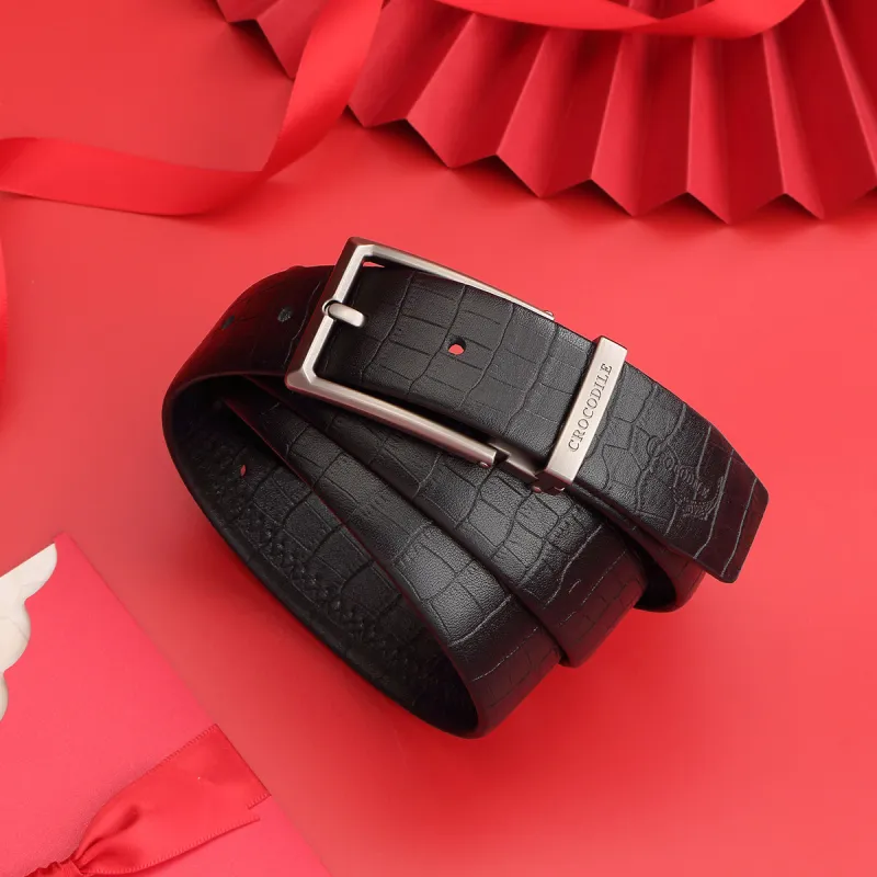 Crocodile Pin Buckle Belt Pants Cow Leather Leather Belts Men's 3.4CM-7