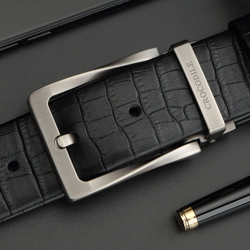 Crocodile Crocodile Pattern Business Cow Leather Leather Belts Men's With 3.4CM-6