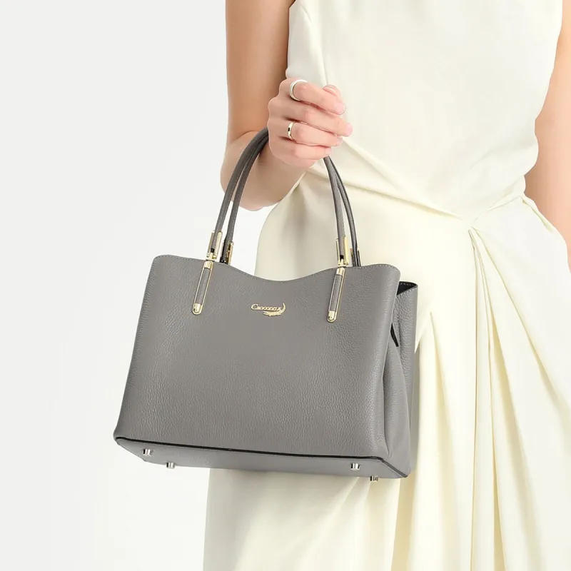 Crocodile Cow Leather Handbags Shoulder Bags Regular Women's Black/Gray-8