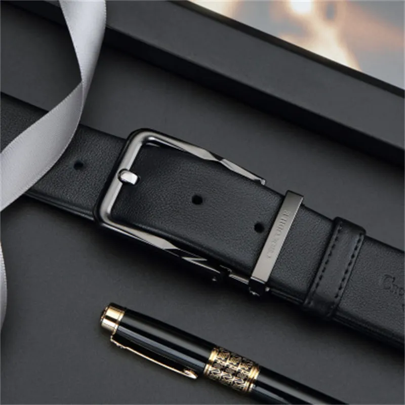 Crocodile Business Pin Buckle Young And Middle Aged Pants Belt Top Grain Cow Leather Leather Belts Men's Width 3.4CM-4