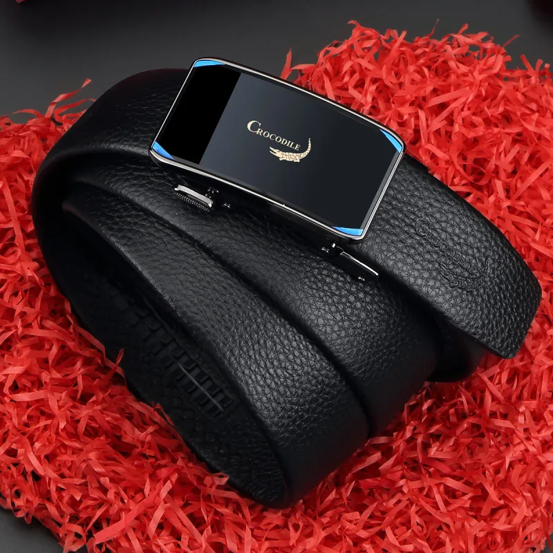Crocodile Corset Belt With Automatic Buckle Top Grain Cow Leather Leather Belts Men's Width 3.5CM-7