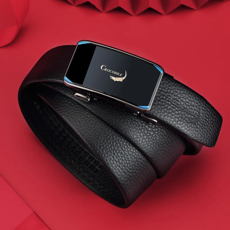 Crocodile Corset Belt With Automatic Buckle Top Grain Cow Leather Leather Belts Men's Width 3.5CM-8