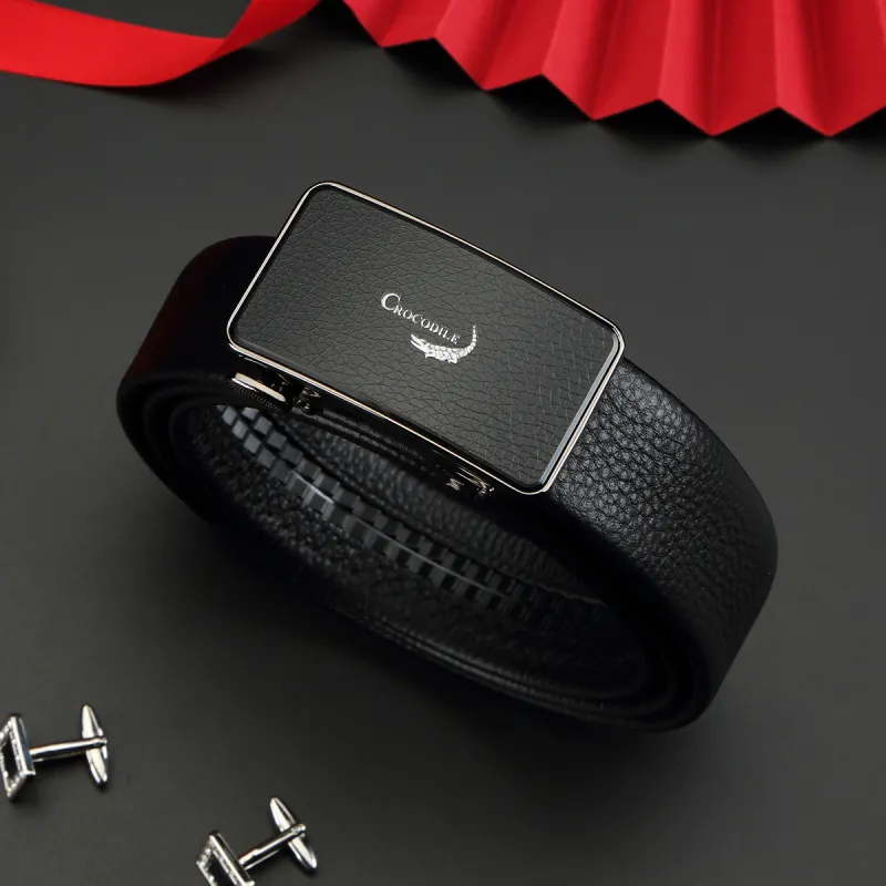 Crocodile Fashion Pants Automatic Buckle Belt Top Grain Cow Leather Leather Belts Men's Width 3.5CM-6