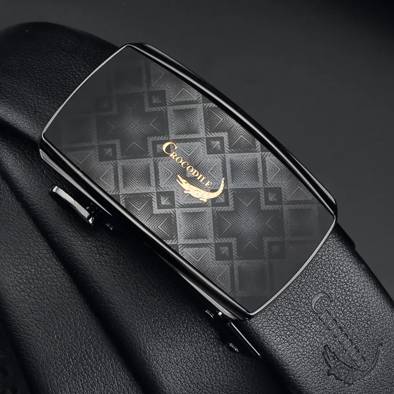 Crocodile Automatic Buckle Fashion Top Grain Cow Leather Leather Belts Men's 3.5CM-6