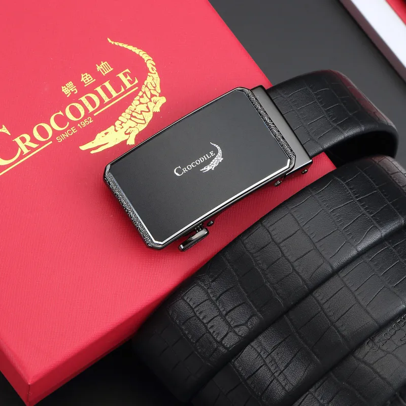 Crocodile Automatic Buckle Cow Leather Leather Belts Men's 3.5CM-3