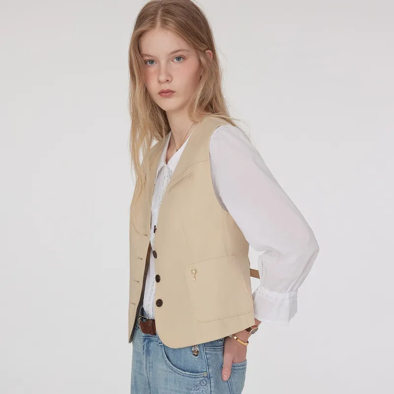 Teenie Weenie Vests Women's Khaki-5