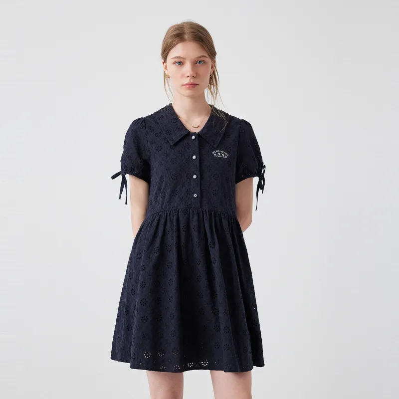 Teenie Weenie Short Sleeved Dress Women's Navy Blue-4