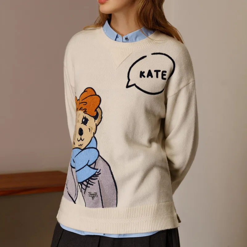 Teenie Weenie Cashmere Sweater Women's Ivory White-2
