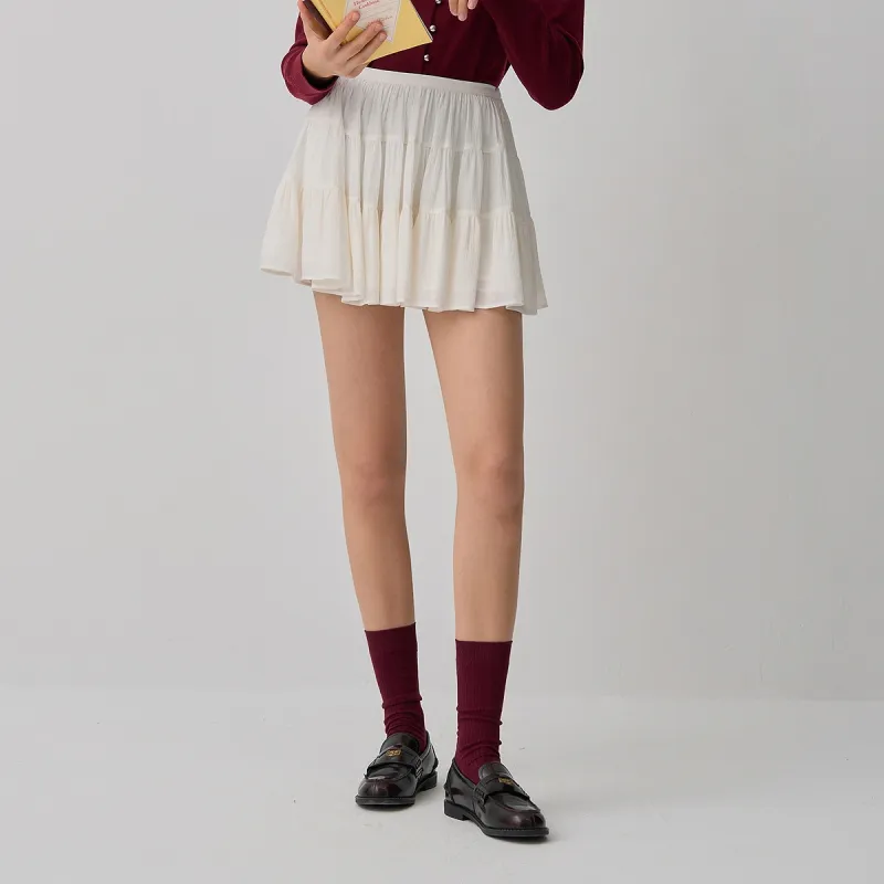 Teenie Weenie Casual Short Skirts Women's Ivory White-3