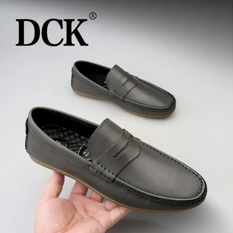DCK Men's Casual Shoes Men Low Top Gray/Dark Brown-6