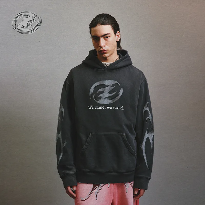 Createexploreexpandconquer Distressed effect Printed Hoodie-2