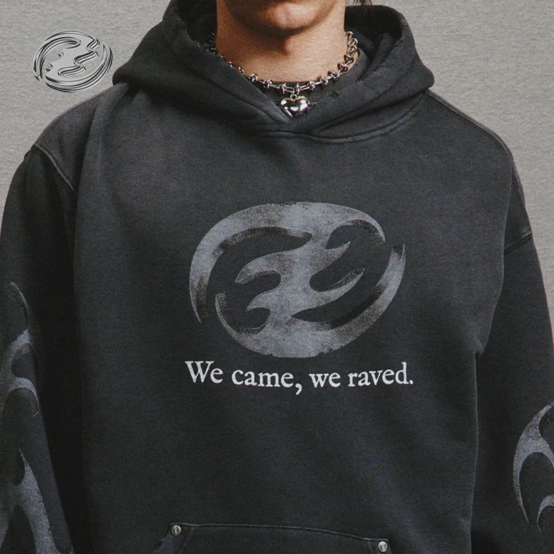 Createexploreexpandconquer Distressed effect Printed Hoodie-6