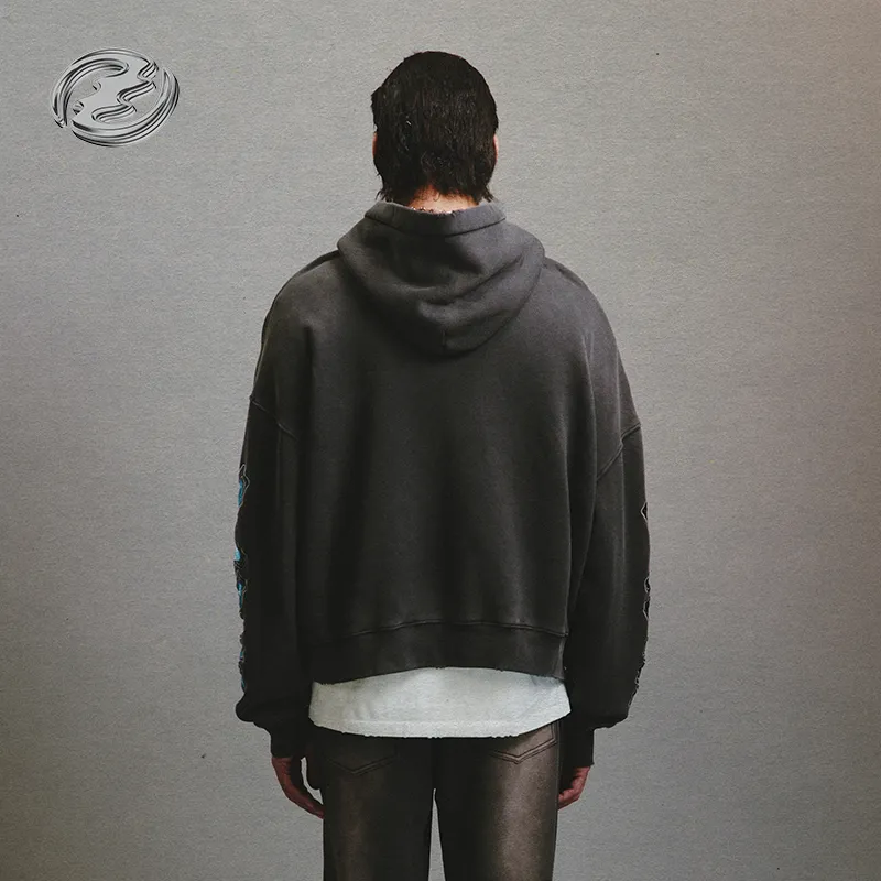 Createexploreexpandconquer Distressed effect Embroidered Hoodie-6
