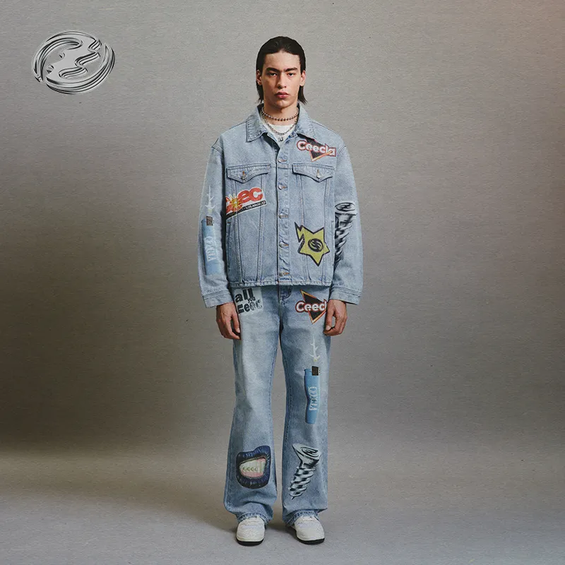 Createexploreexpandconquer Collage Digital Denim Jacket-5