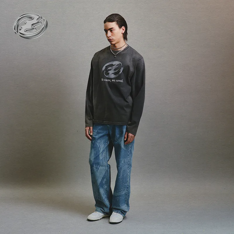 Createexploreexpandconquer Distressed effect Long sleeve T shirt-5