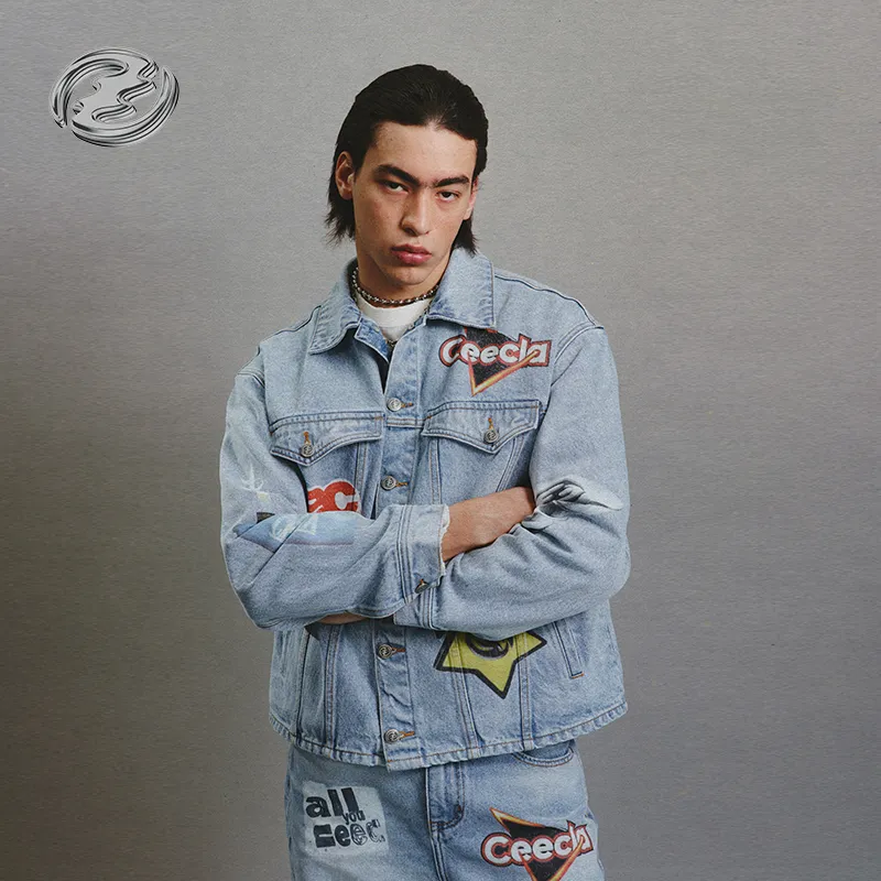 Createexploreexpandconquer Collage Digital Denim Jacket-4