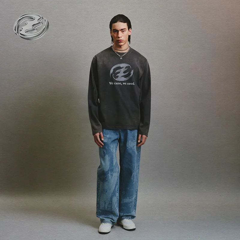 Createexploreexpandconquer Distressed effect Long sleeve T shirt-4