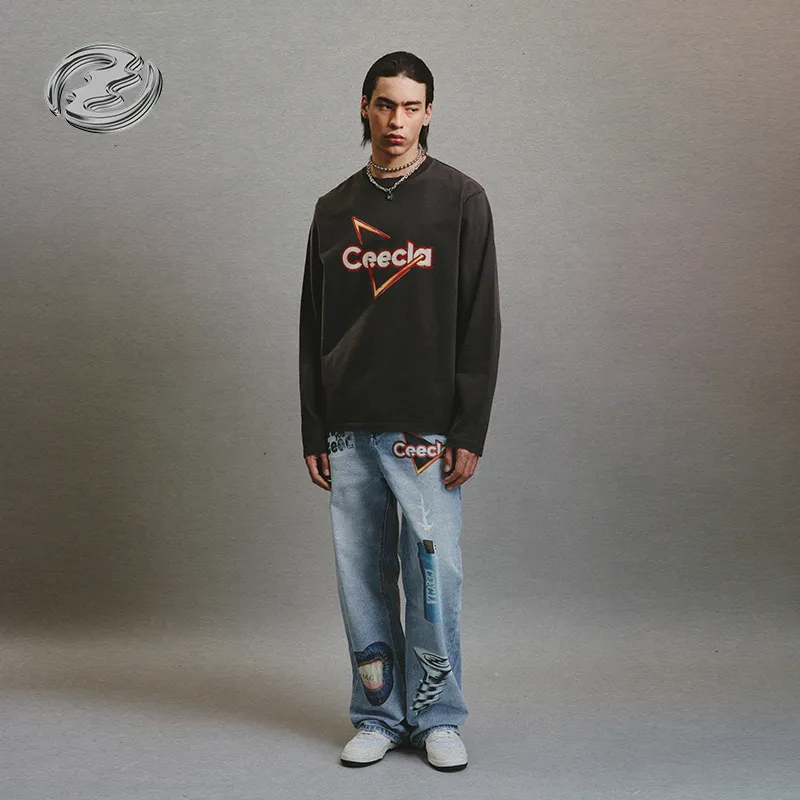Createexploreexpandconquer Distressed effect Logo print T shirt-4
