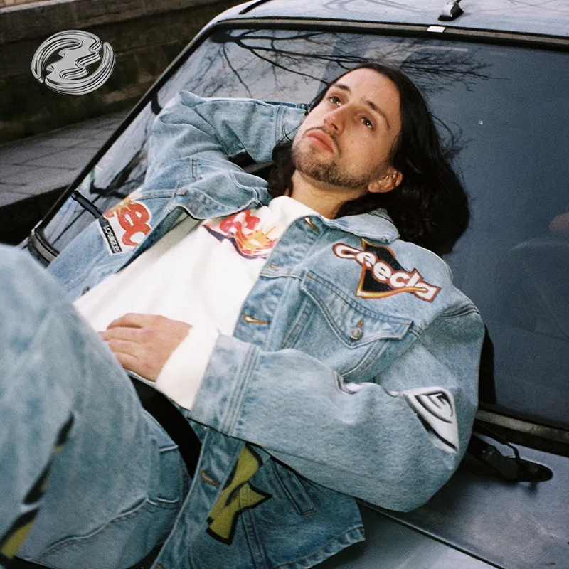 Createexploreexpandconquer Collage Digital Denim Jacket-2