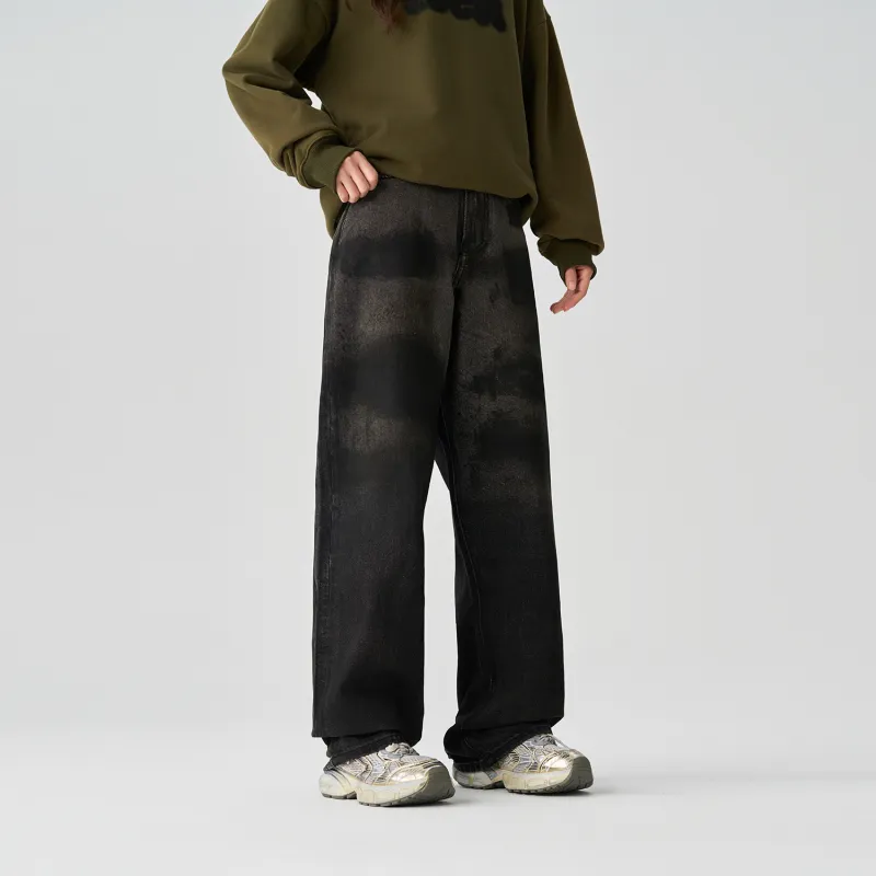 Pimio Jeans Unisex Washable Dirty Black-4