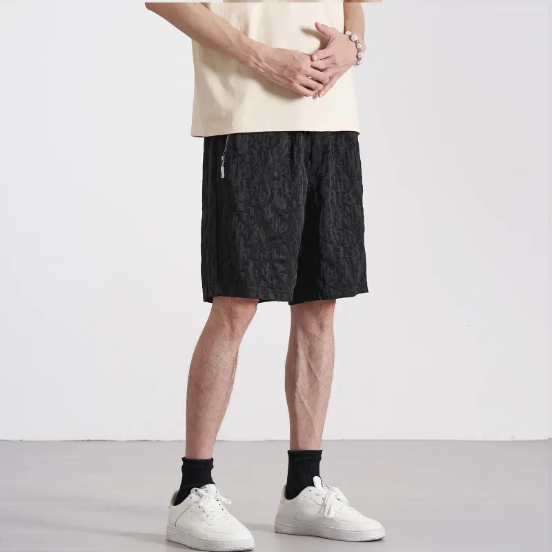 PICCA Casual Shorts Unisex Black[Camouflage Subtle Texture]-5