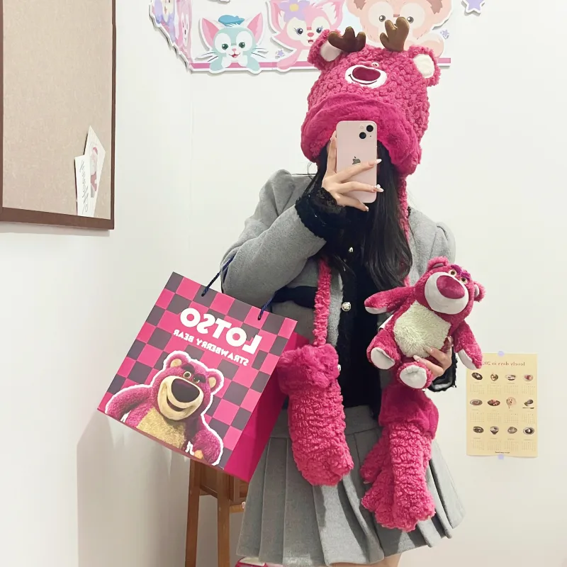 Disney Strawberry Bear Series Polyester Beanies Women's-1