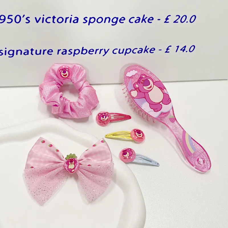 Disney Strawberry Bear Series Polyester Hair Clips Women's Pink-2