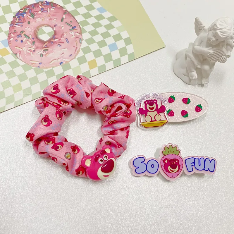 Disney Strawberry Bear Series Acrylic Hair Clips Women's-1
