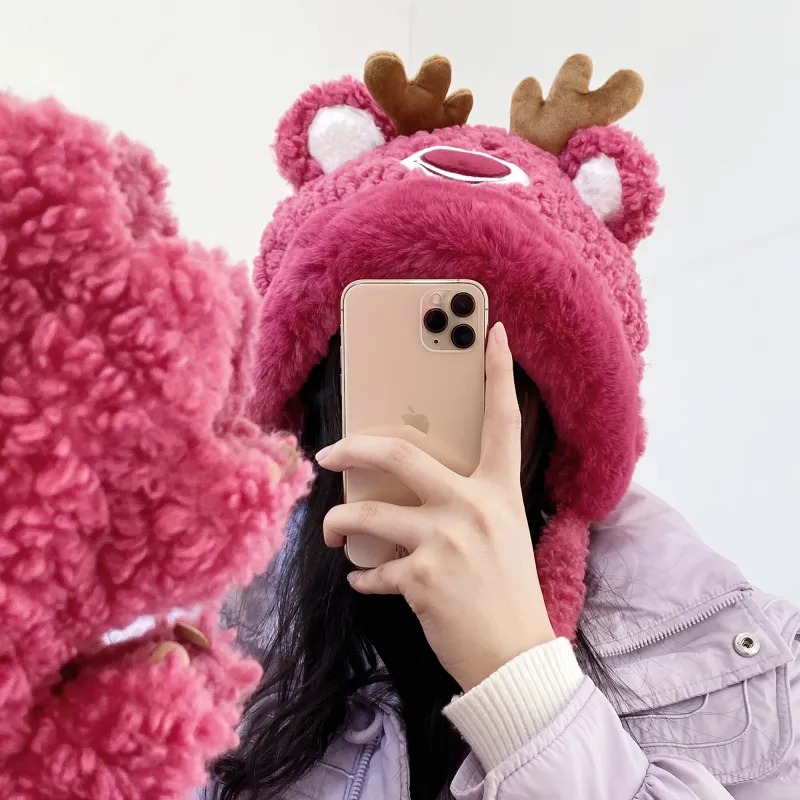 Disney Strawberry Bear Series Polyester Beanies Women's-2