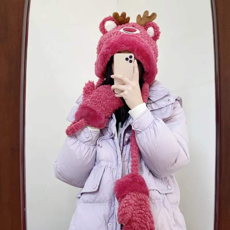 Disney Strawberry Bear Series Polyester Beanies Women's-1