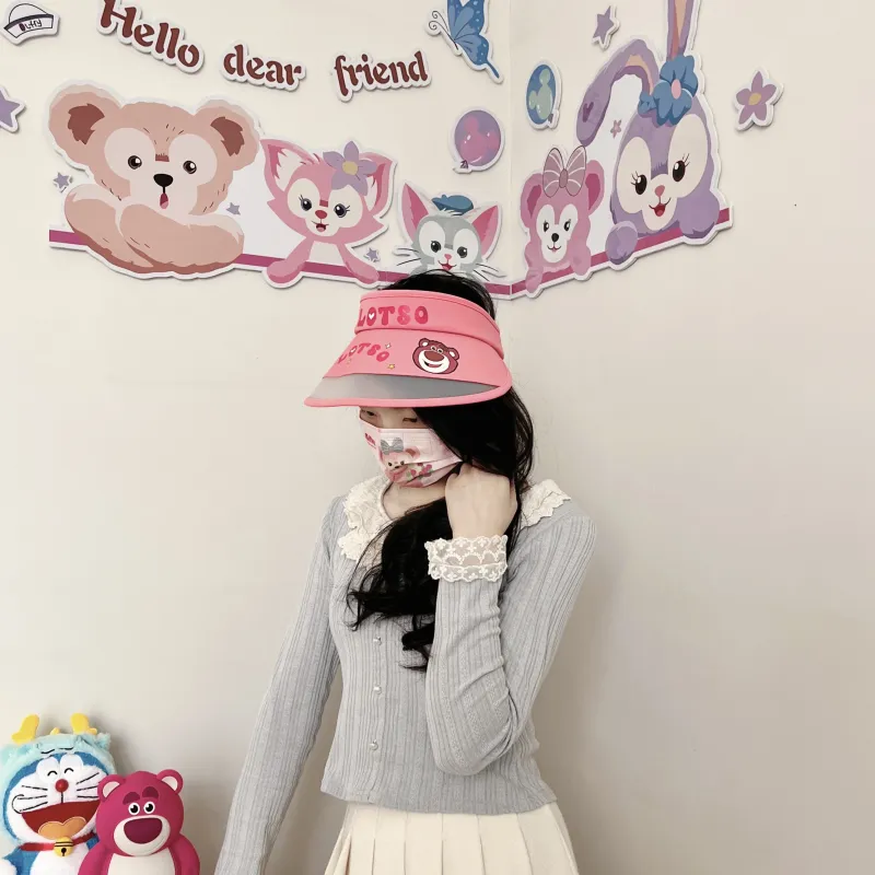 Disney Strawberry Bear Series Polyamide Sun Protection Hats Unisex-2
