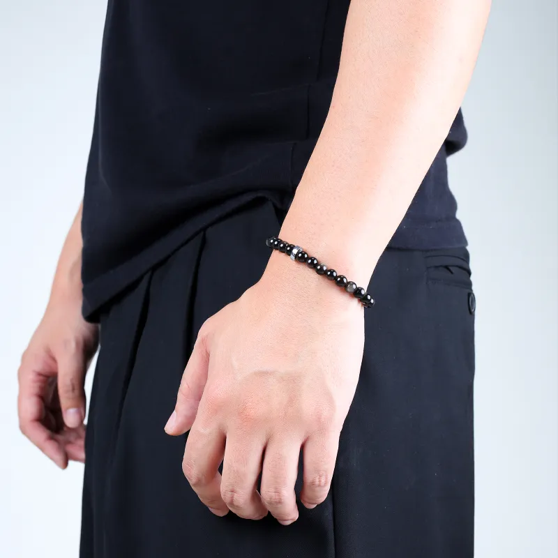 FOUNDIN Gold Sheen Obsidian Silver Sheen Obsidian Bracelets Unisex-30