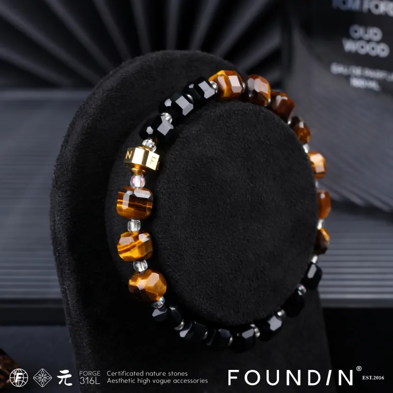 FOUNDIN Tiger's Eye Stone Jade Bracelets Unisex-1