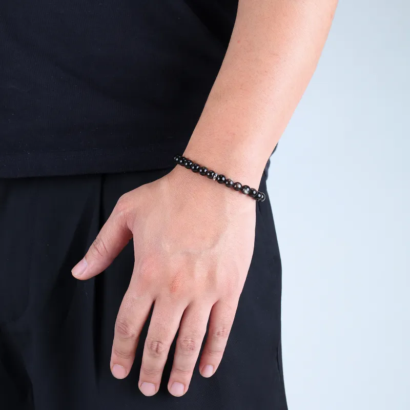 FOUNDIN Gold Sheen Obsidian Silver Sheen Obsidian Bracelets Unisex-32