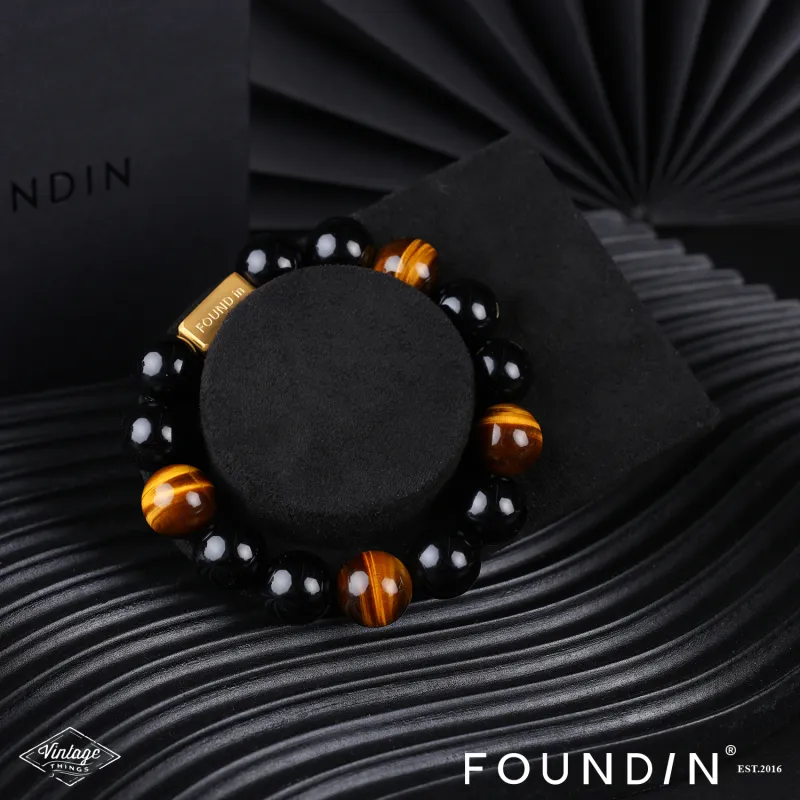 FOUNDIN Natural Tiger's Eye Stone Bracelets Unisex-3