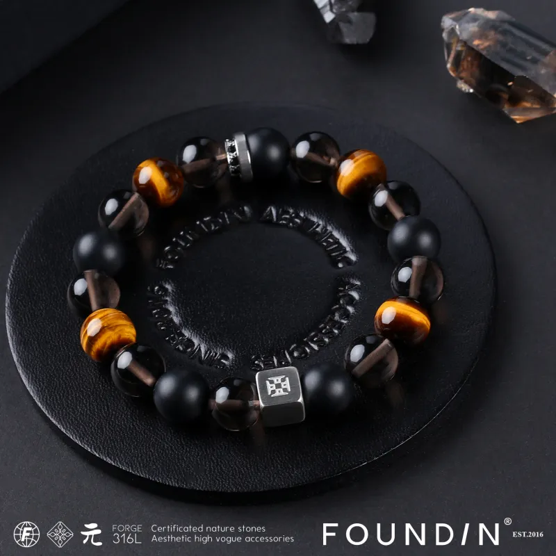 FOUNDIN Natural Tiger's Eye Stone Bracelets Unisex-1