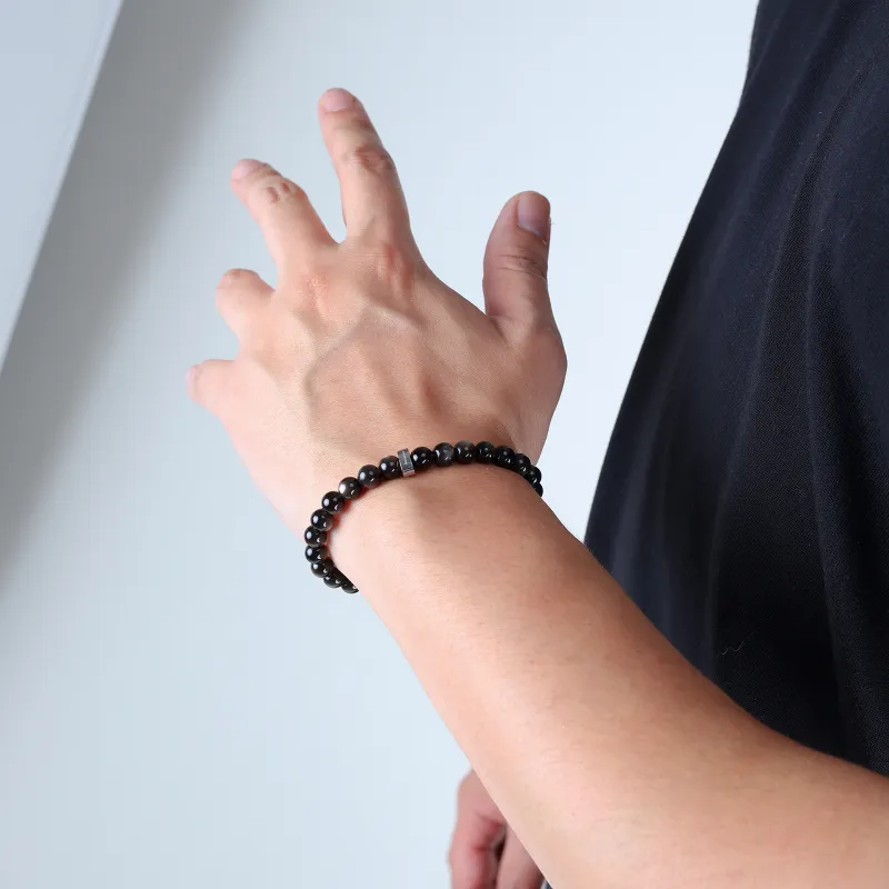 FOUNDIN Gold Sheen Obsidian Silver Sheen Obsidian Bracelets Unisex-31
