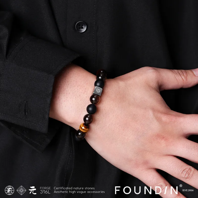 FOUNDIN Natural Tiger's Eye Stone Bracelets Unisex-2