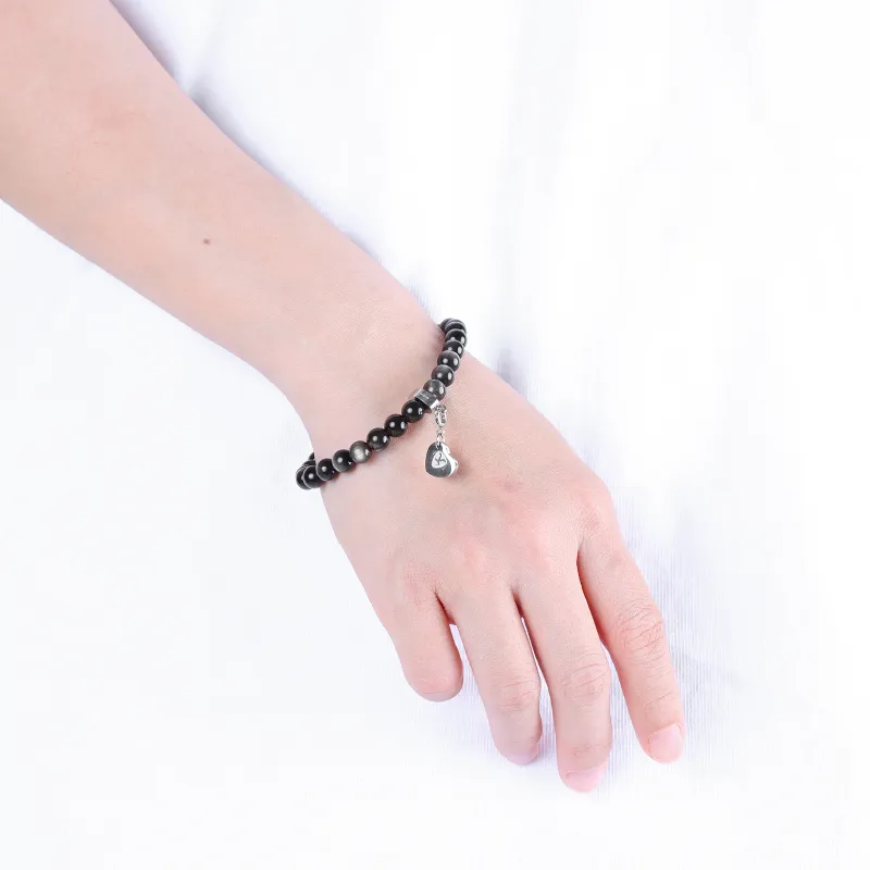 FOUNDIN Gold Sheen Obsidian Silver Sheen Obsidian Bracelets Unisex-45