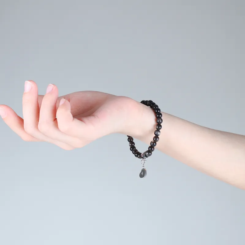 FOUNDIN Gold Sheen Obsidian Silver Sheen Obsidian Bracelets Unisex-39
