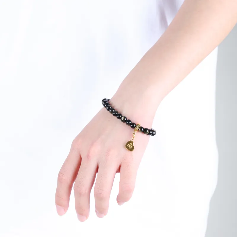 FOUNDIN Gold Sheen Obsidian Silver Sheen Obsidian Bracelets Unisex-20