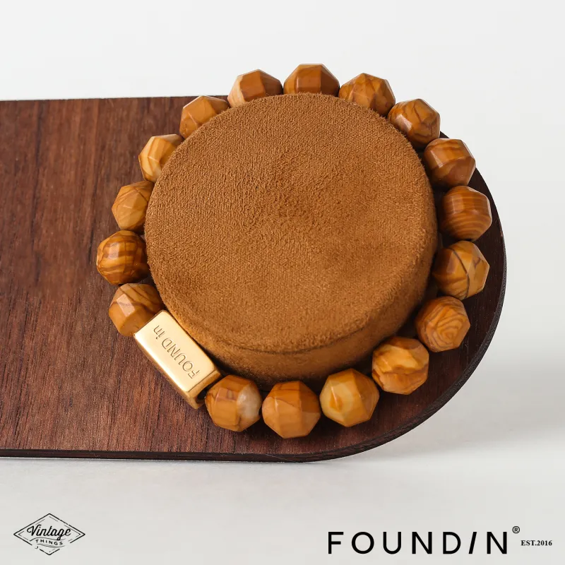 FOUNDIN Yellow Wood Grain Stone Bracelets Unisex-1