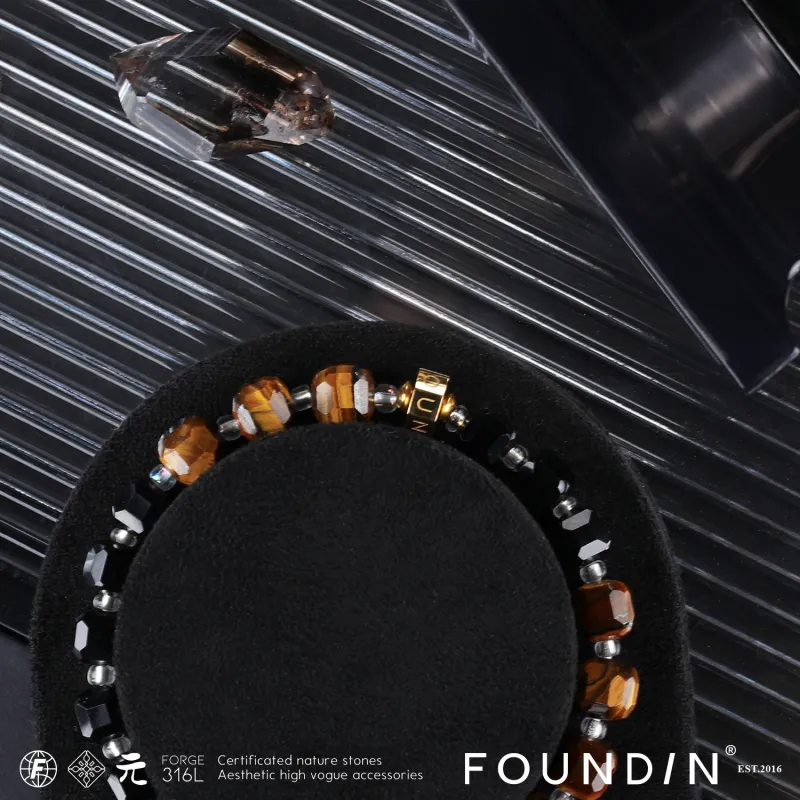 FOUNDIN Tiger's Eye Stone Jade Bracelets Unisex-3