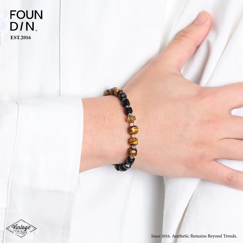 FOUNDIN Tiger's Eye Stone Jade Bracelets Unisex-4
