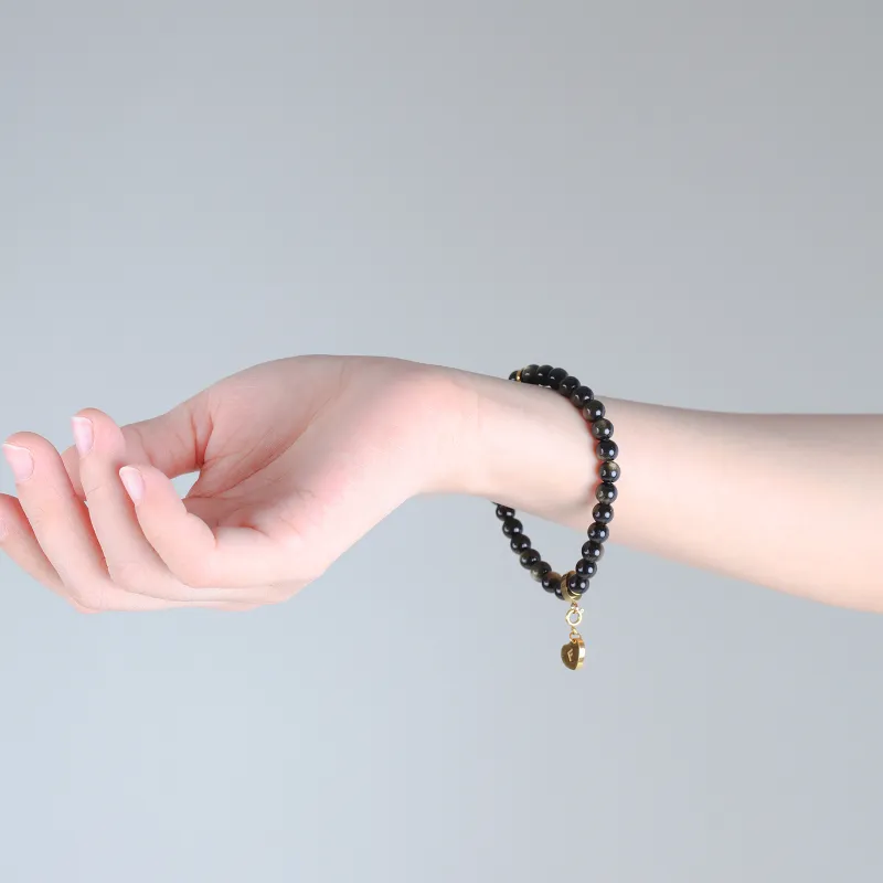 FOUNDIN Gold Sheen Obsidian Silver Sheen Obsidian Bracelets Unisex-15